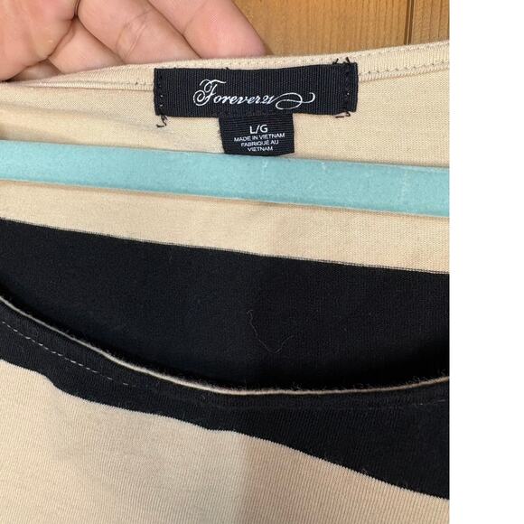 Forever 21 Women’s Size Large Mini Dress – Beige & Black Stripe - Picture 3 of 4